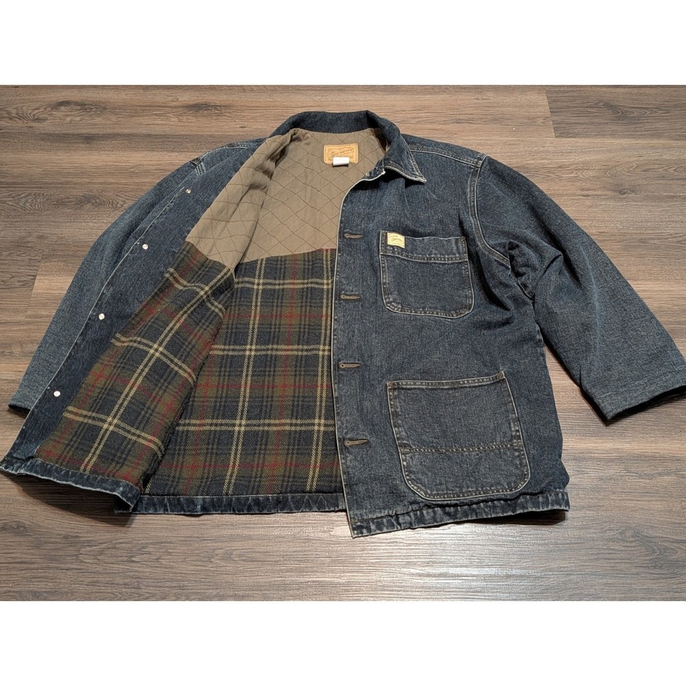 Gap Denim Mens Chore Coat Barn Jacket Plaid Wool Lined Vintage Faded - Picture 3 of 6